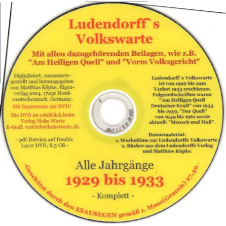 Ludendorffs Volkswarte Alle Jahrgänge