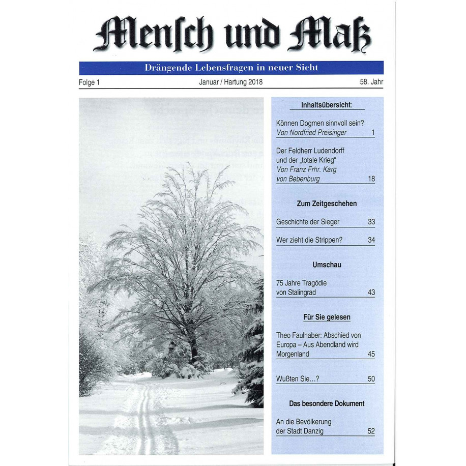 Mensch und Maß, Heft 1/2018