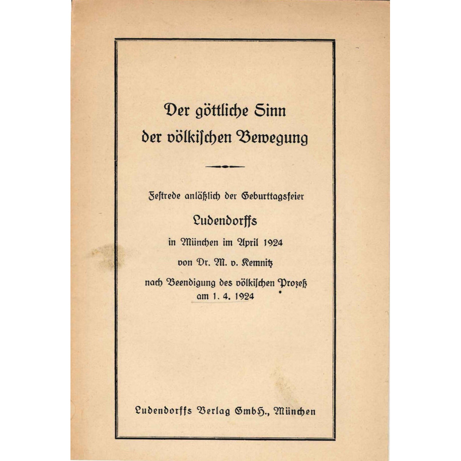 Ludendorff, Mathilde: Der göttliche Sinn der völkischen Bewegung
